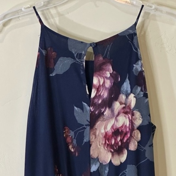 Alexa B evening dress blue floral sleeveless sheer mesh lined Womens Sz 12 - Picture 11 of 14